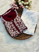 Heavy Modal Kurta with Flower buti - Chikankari official