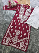 Heavy Modal Pure Work Embroidery Kurta - Chikankari official