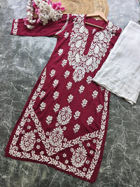 Heavy Modal Pure Work Embroidery Kurta - Chikankari official