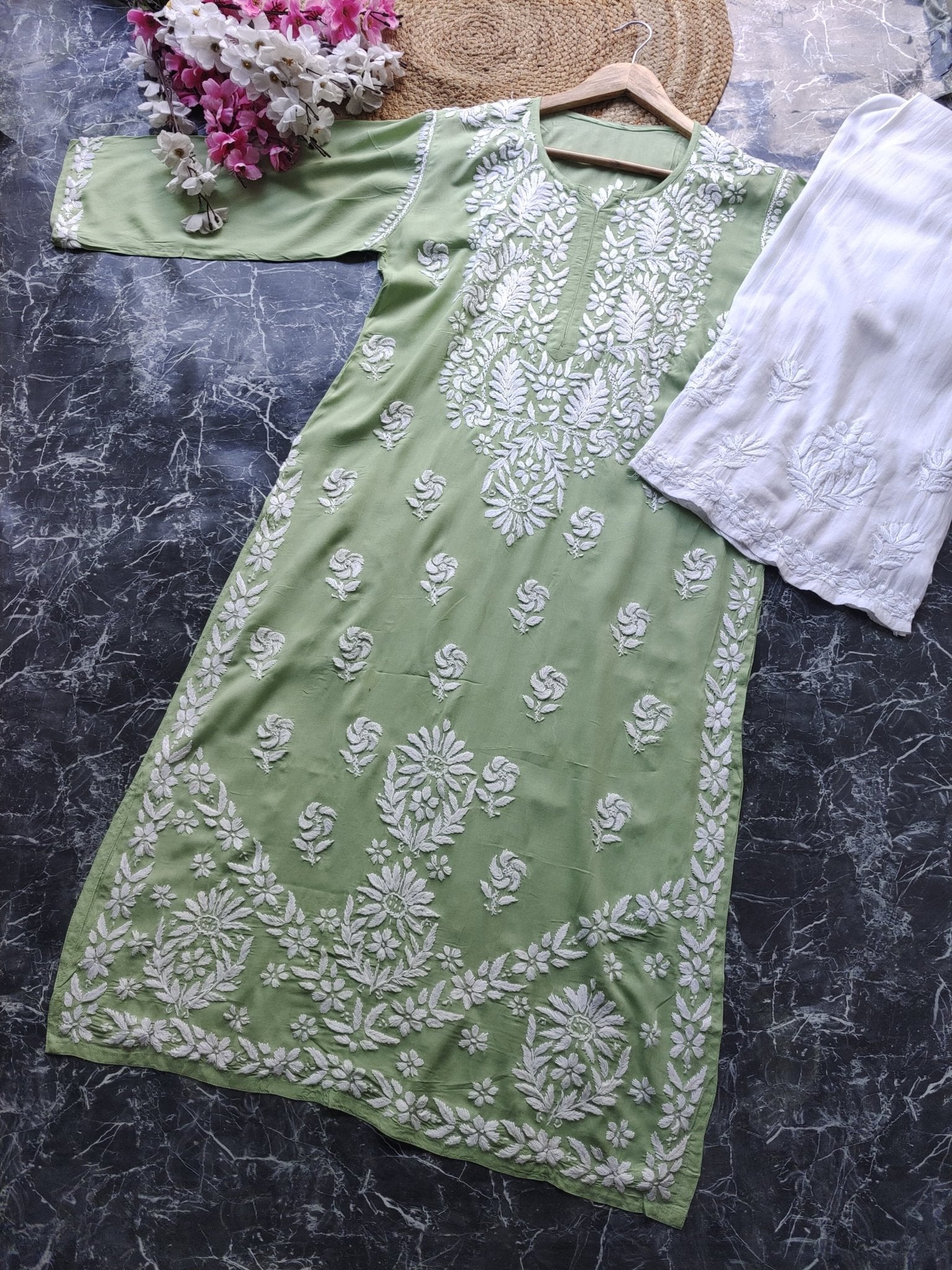 Heavy Modal Pure Work Embroidery Kurta - Chikankari official