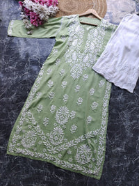 Heavy Modal Pure Work Embroidery Kurta - Chikankari official