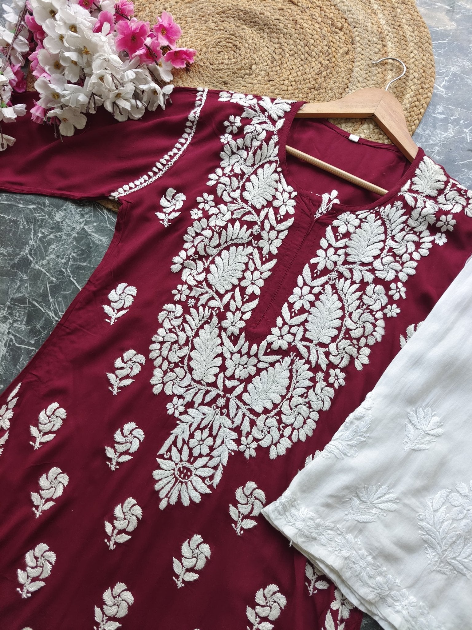 Heavy Modal Pure Work Embroidery Kurta - Chikankari official