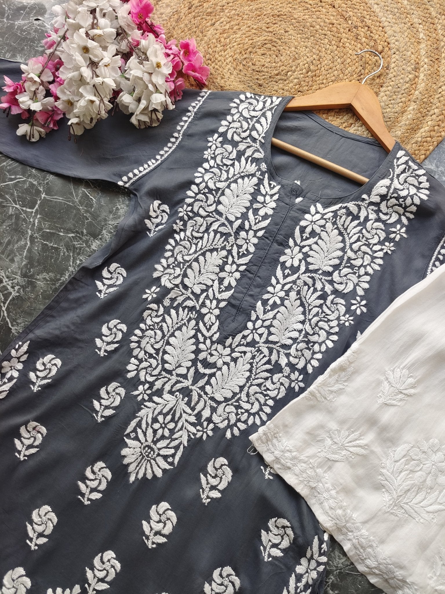 Heavy Modal Pure Work Embroidery Kurta - Chikankari official