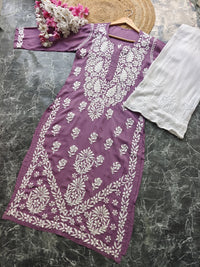 Heavy Modal Pure Work Embroidery Kurta - Chikankari official