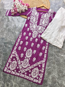Heavy Modal Pure Work Embroidery Kurta - Chikankari official