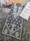 Heavy Modal Pure Work Embroidery Kurta - Chikankari official