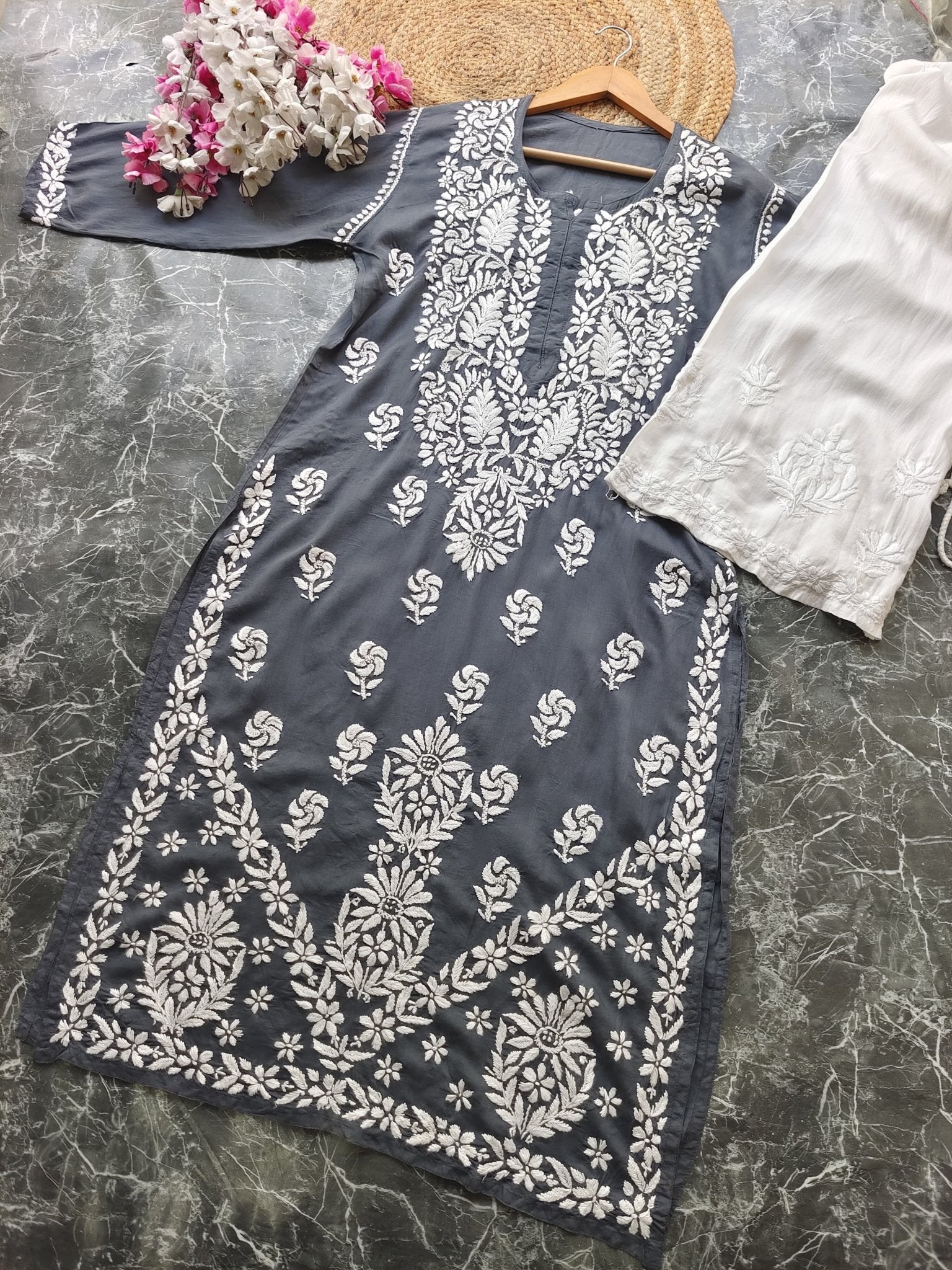 Heavy Modal Pure Work Embroidery Kurta - Chikankari official