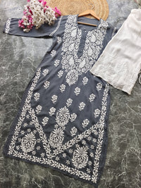 Heavy Modal Pure Work Embroidery Kurta - Chikankari official