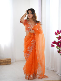 Heavy Organza silk Saree - Chikankari official