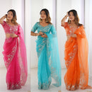 Heavy Organza silk Saree - Chikankari official
