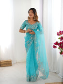 Heavy Organza silk Saree - Chikankari official