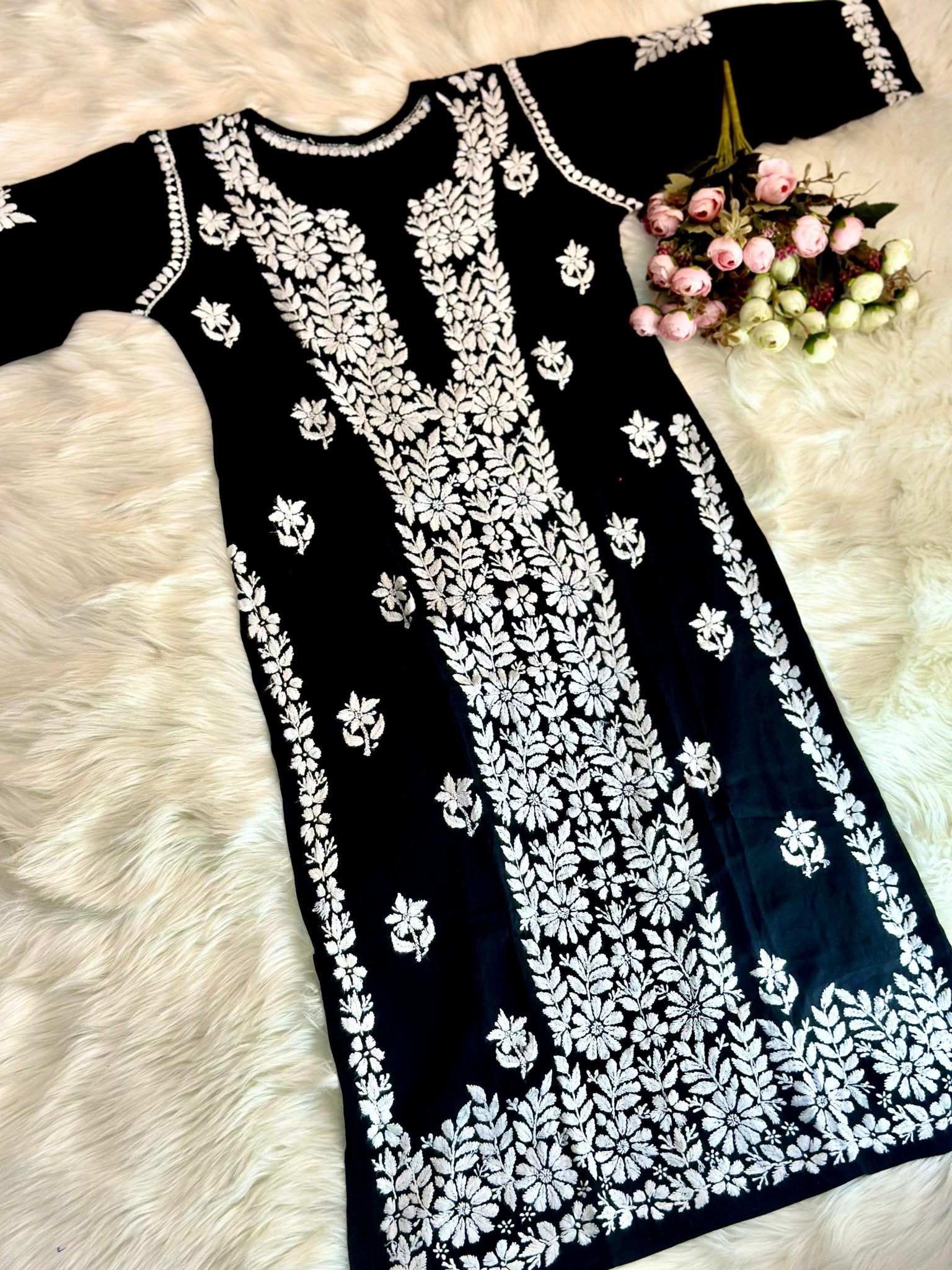 Heavy Panel Embroidery soft Modal kurta - Chikankari official