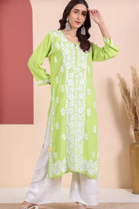 Heavy Panel Embroidery soft Modal kurta - Chikankari official