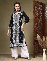 Heavy Panel Embroidery soft Modal kurta - Chikankari official