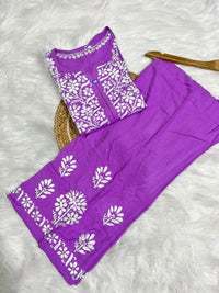 Heavy Rayon chikankari Kurta Plazzo - Chikankari official
