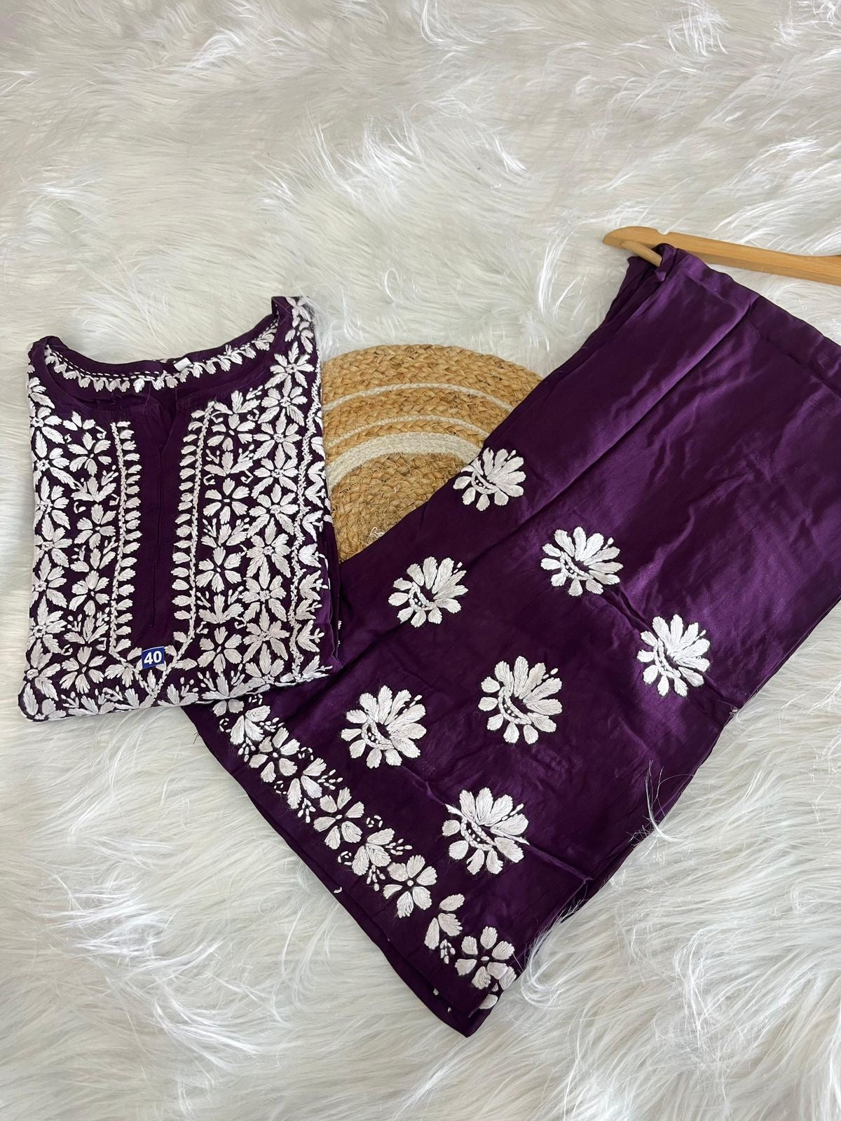 Heavy Rayon Chikankari Kurta Plazzo Set - Chikankari official