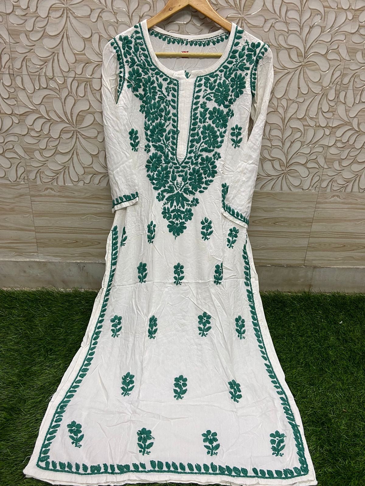 Heavy Rayon Cotton Kurti with Lycra pant - Chikankari official