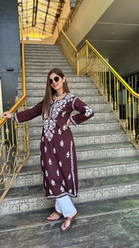 Heavy Rayon Kurti with Lycra machine work pant - Chikankari official