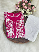 Heavy Rayon Kurti with Lycra machine work pant - Chikankari official