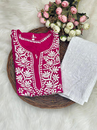 Heavy Rayon Kurti with Lycra machine work pant - Chikankari official