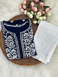 Heavy Rayon Kurti with Lycra machine work pant - Chikankari official