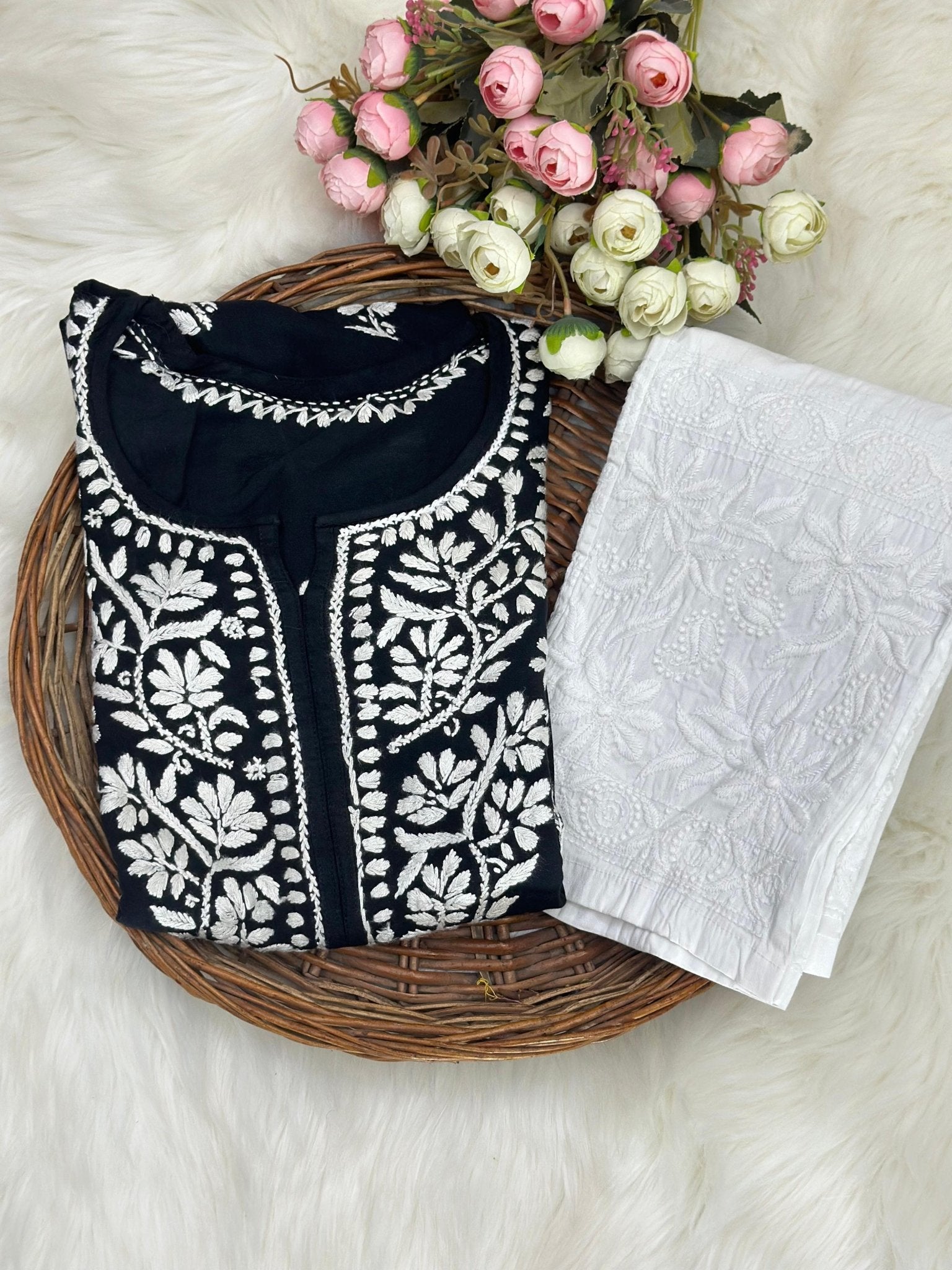Heavy Rayon Kurti with Lycra machine work pant - Chikankari official