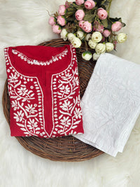Heavy Rayon Kurti with Lycra machine work pant - Chikankari official