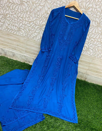 Heavy Rayon Silk Kurta with plazzo - Chikankari official