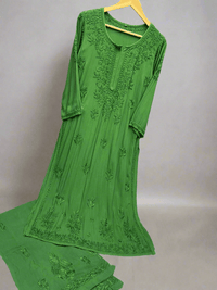 Heavy Silk Rayon Plazzo combo in Pretty shades - Chikankari official