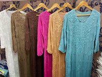 Heavy viscose 3d front & Back worked pure kurta - Chikankari official