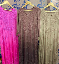 Heavy viscose 3d front & Back worked pure kurta - Chikankari official