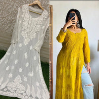 Heavy Viscose Front and Back side Worked Kurta - Chikankari official