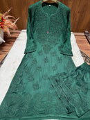 Heavy Work (Anchor Thread 3D)Work Modal Satin Plazo Set - Chikankari official