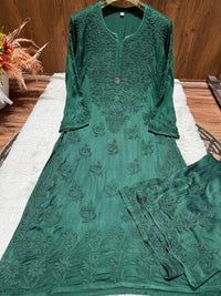 Heavy Work (Anchor Thread 3D)Work Modal Satin Plazo Set - Chikankari official
