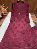 Heavy Work (Anchor Thread 3D)Work Modal Satin Plazo Set - Chikankari official