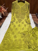 Heavy Work (Anchor Thread 3D)Work Modal Satin Plazo Set - Chikankari official