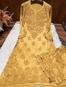 Heavy Work (Anchor Thread 3D)Work Modal Satin Plazo Set - Chikankari official