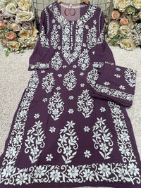 Heavy Work Big Buta Modal Plazo set - Chikankari official