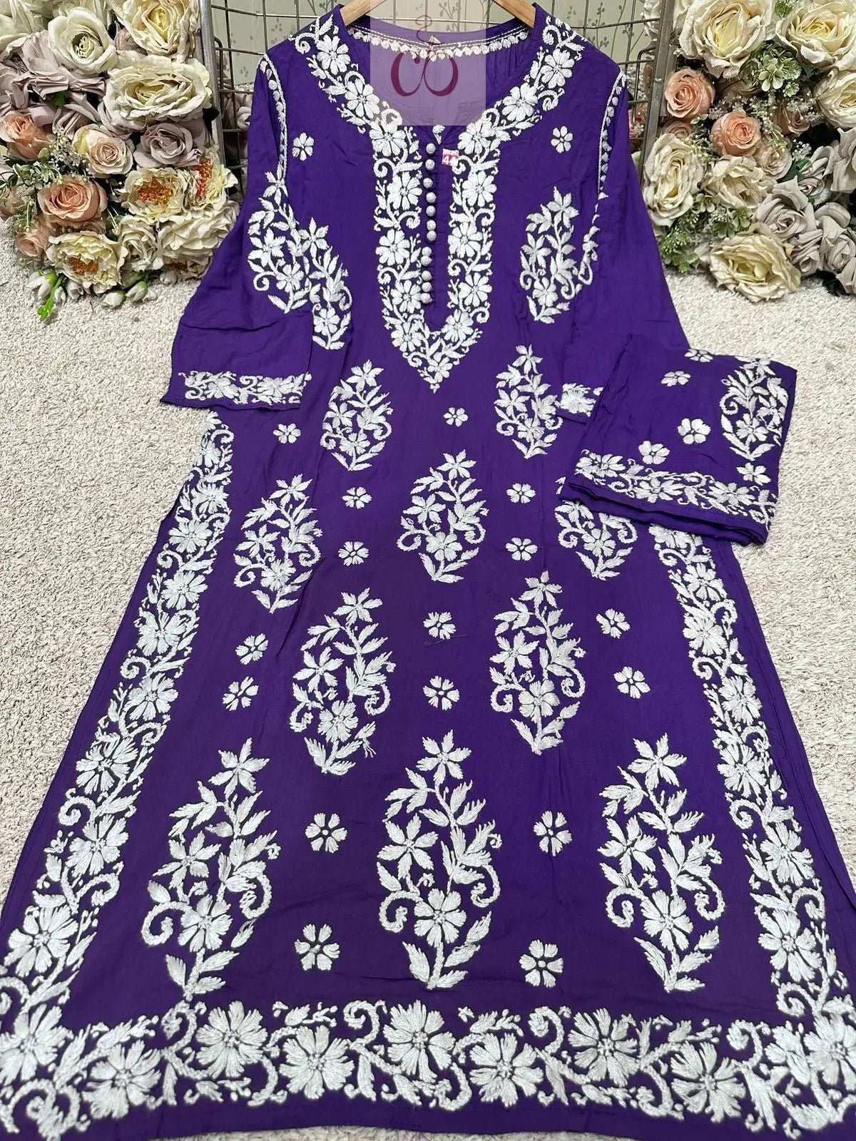 Heavy Work Big Buta Modal Plazo set - Chikankari official