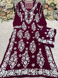Heavy Work Big Buta Modal Plazo set - Chikankari official