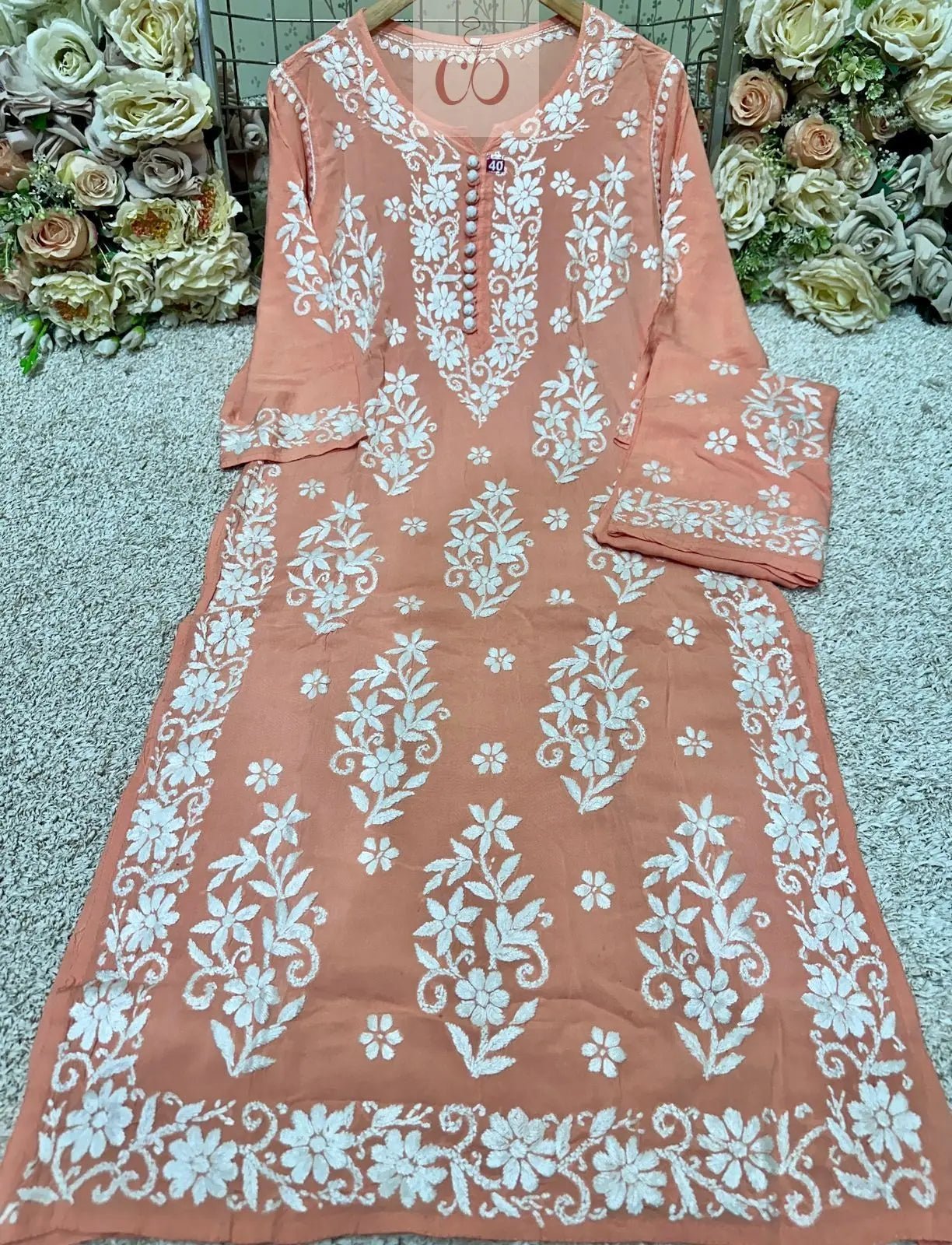 Heavy Work Big Buta Modal Plazo set - Chikankari official