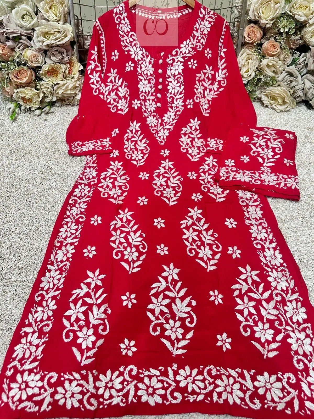 Heavy Work Big Buta Modal Plazo set - Chikankari official