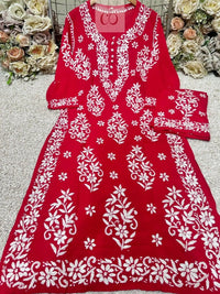 Heavy Work Big Buta Modal Plazo set - Chikankari official