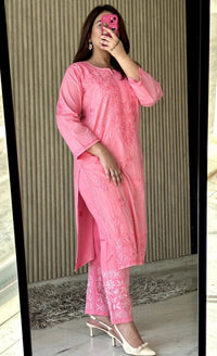 Heavy work co - ord cotton set - Chikankari official