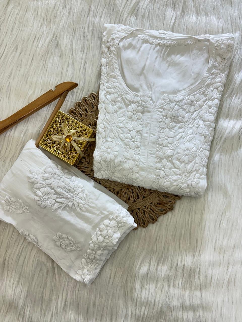 Heavy work Modal cotton Daman - Chikankari official