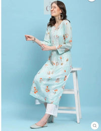 Heavy Work Mul Mul print Kurta - Chikankari official