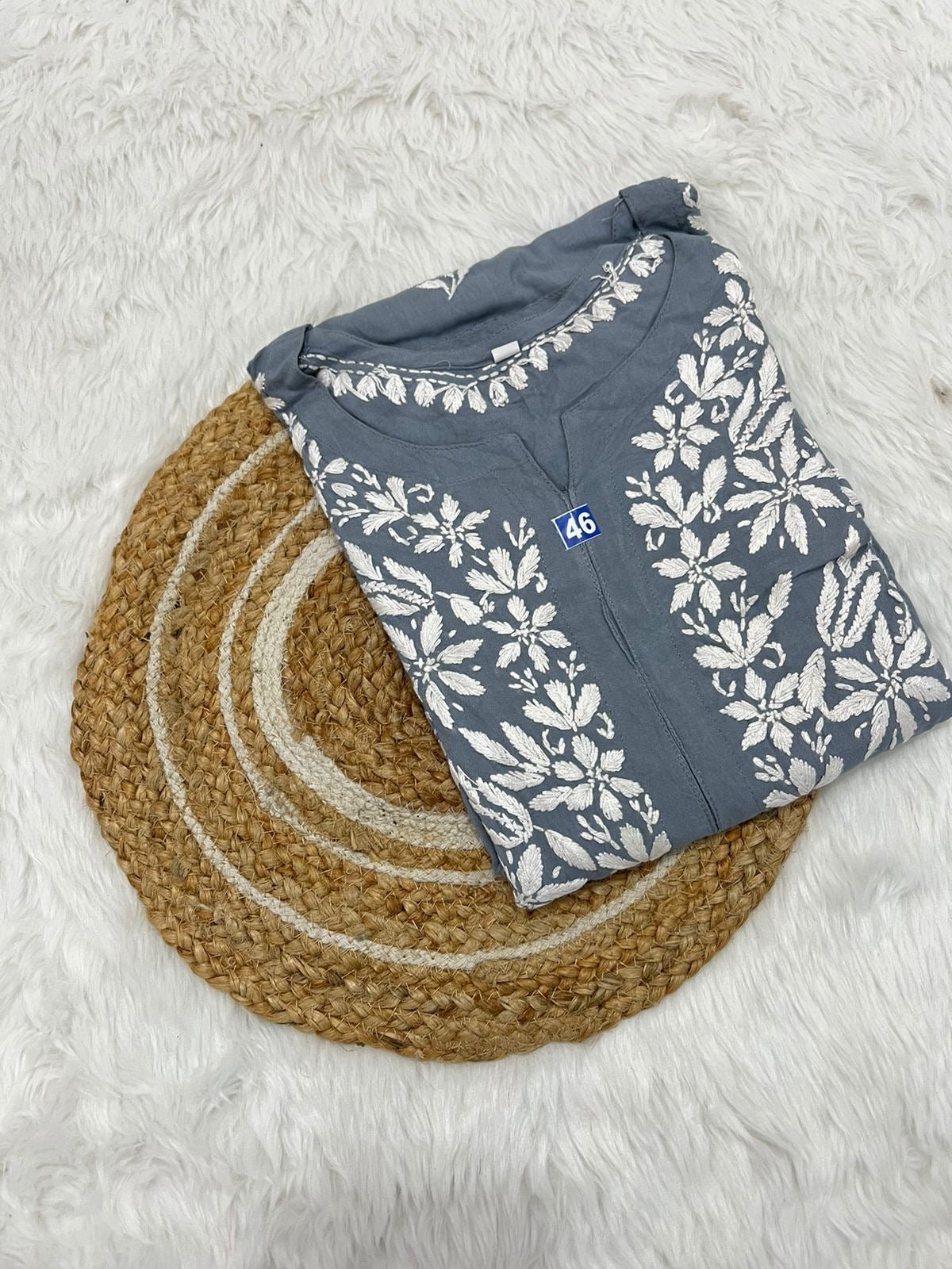 Heavy Work Rayon chikan Kurtis - Chikankari official