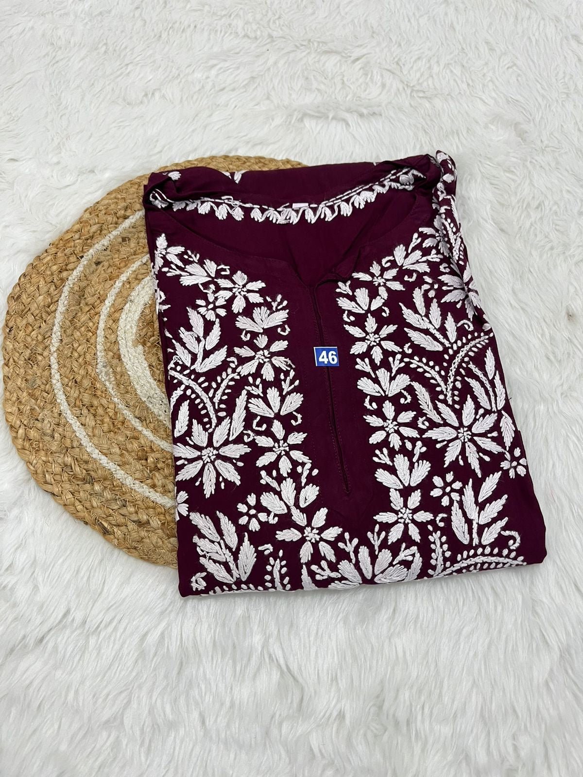 Heavy Work Rayon chikan Kurtis - Chikankari official