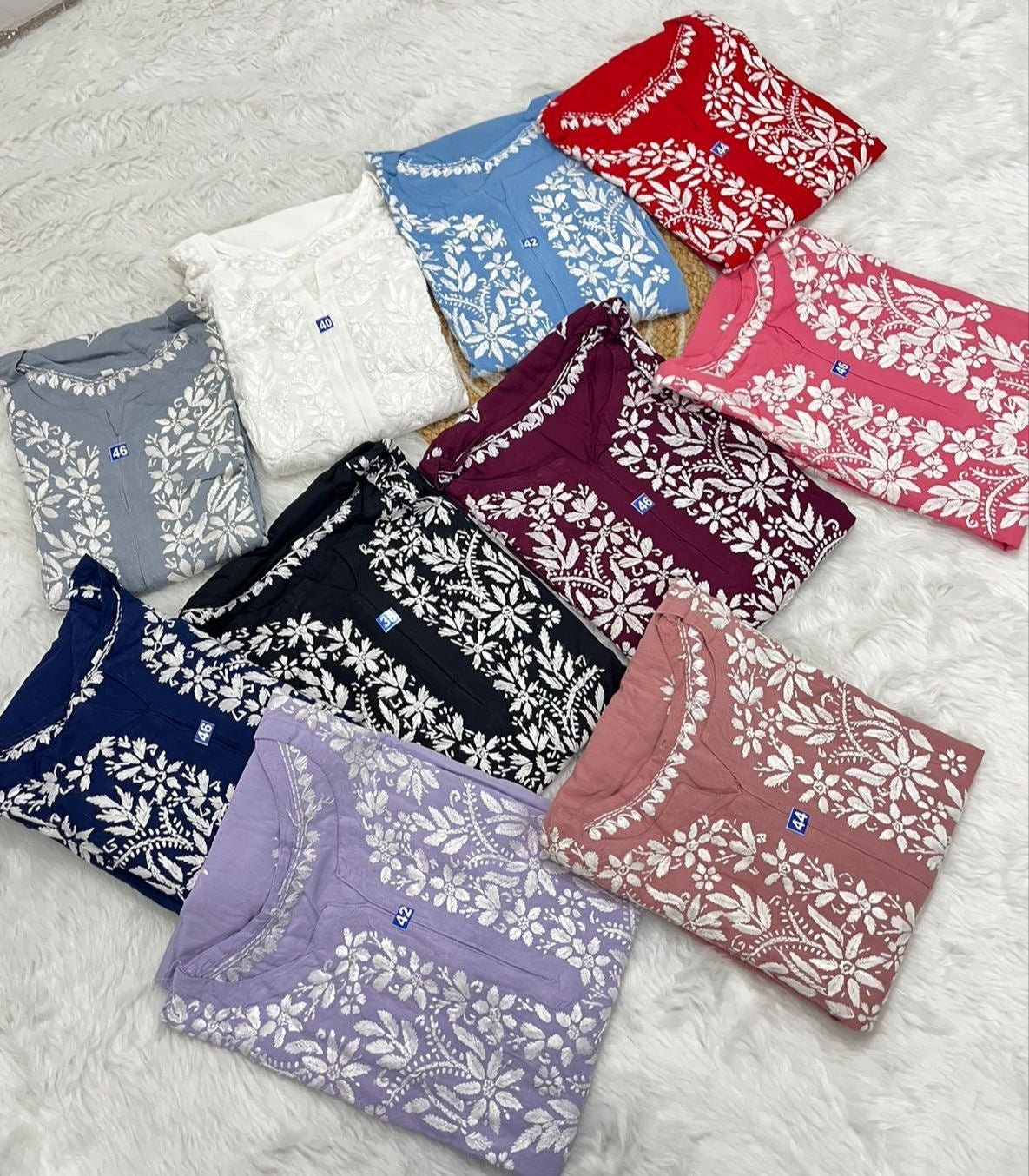 Heavy Work Rayon chikan Kurtis - Chikankari official