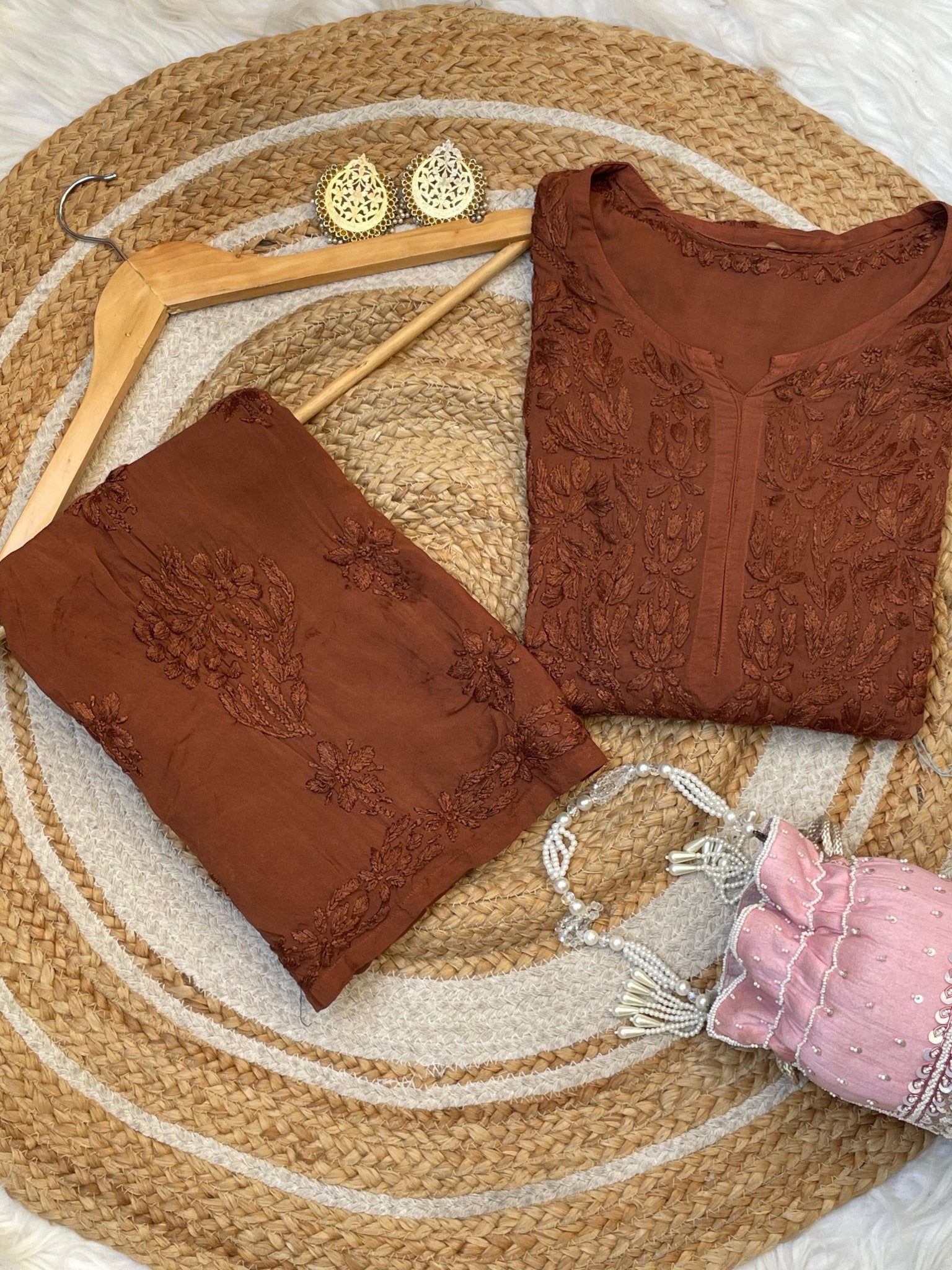 Heavy Work Soft Dyeable modal Plazzo set - Chikankari official